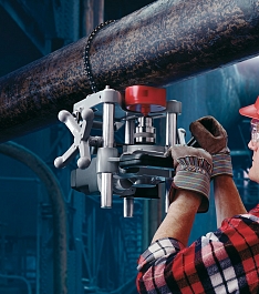 Применение станка для вырезания отверстий в трубах Ridgid HC-450